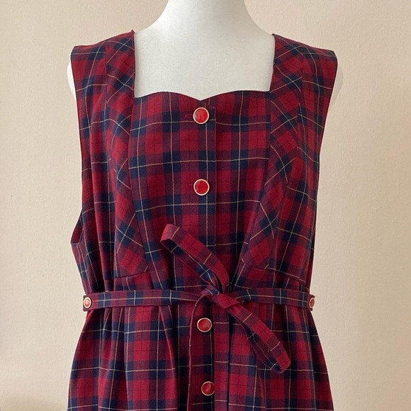 Vintage Plaid Dress with Pockets Red Maternity Sz L/XL - Picture 2 of 13